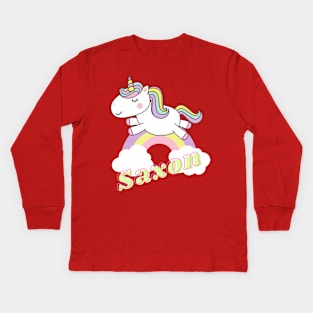 saxon ll unicorn Kids Long Sleeve T-Shirt